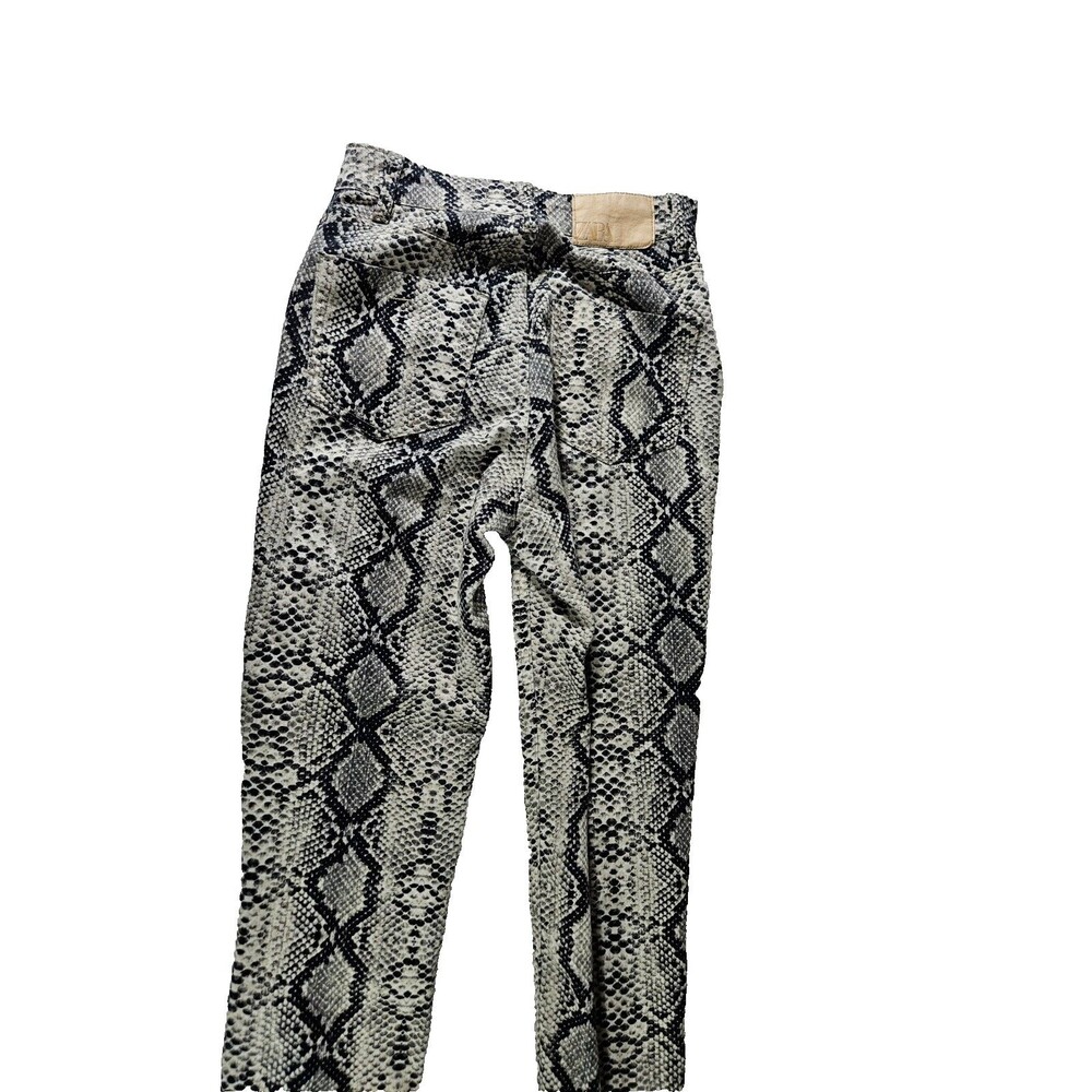 Zara Women's High Rise Snake Python Print Skinny Straight Leg Pants Size 2